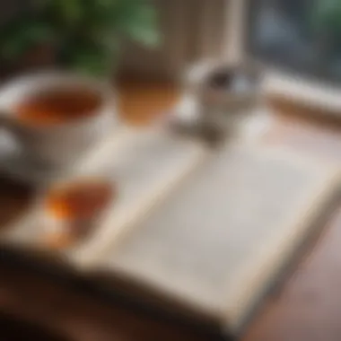 Moments of Reflection An open book with highlighted passages and a cup of tea.