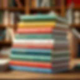 A stack of renowned finance books with a focus on wealth management concepts