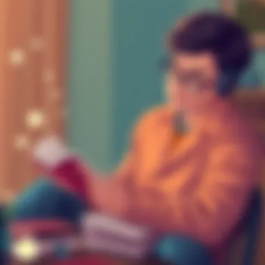 Reflecting on Insights A thoughtful individual journaling insights gained from an audiobook.