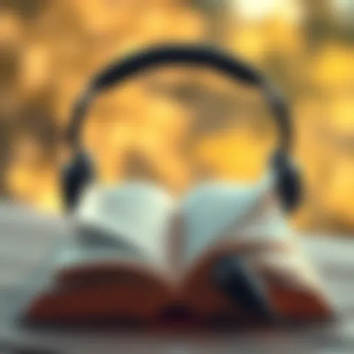 A serene setting with an open book and headphones