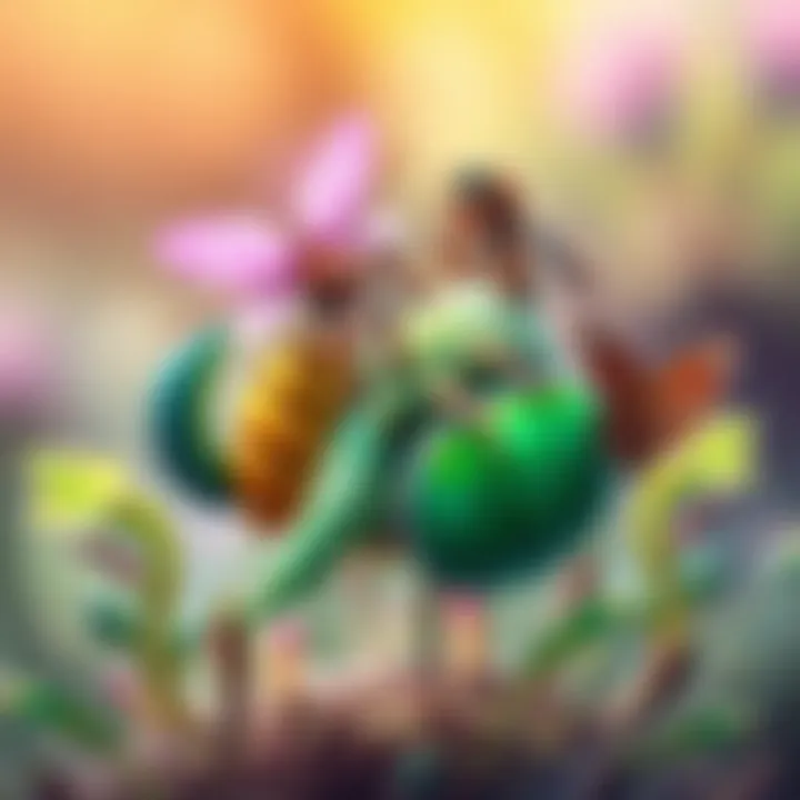 Ecological Interactions Unpacked Illustration representing ecological interactions among different species