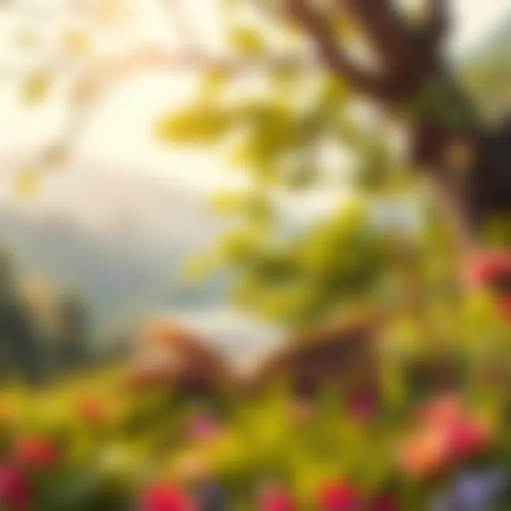 Embracing Personal Growth in Tranquility A serene nature setting with a book, representing personal growth