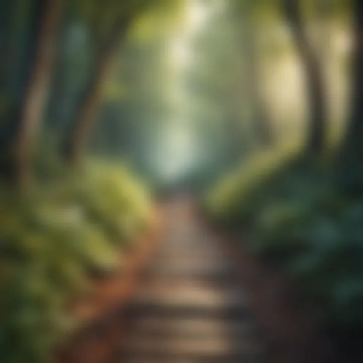 A path through a forest, representing the journey of personal transformation