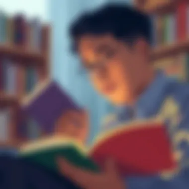 A person engrossed in reading with a thoughtful expression