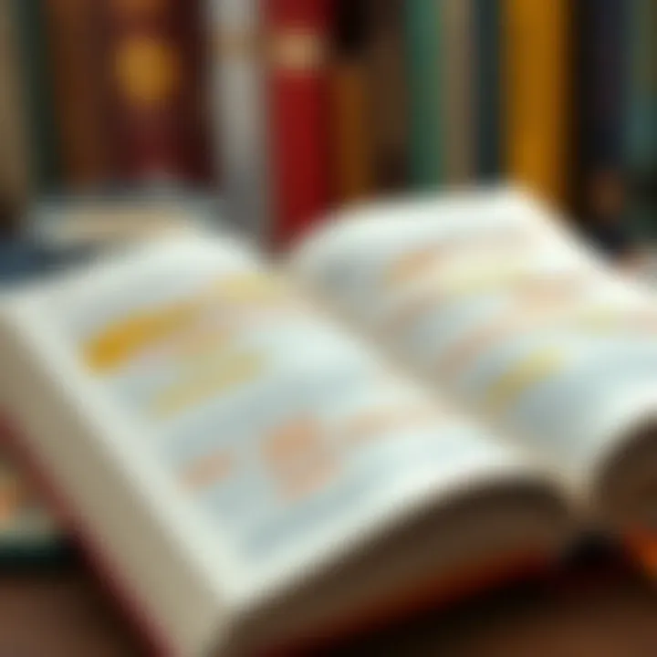 An open book with highlighted passages and notes