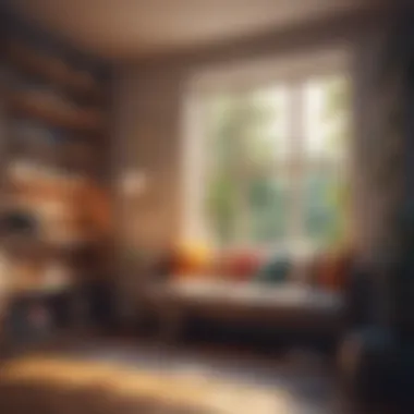 Inviting Reading Environment A cozy reading nook with a warm light