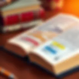 Artistic representation of a book with highlighted passages