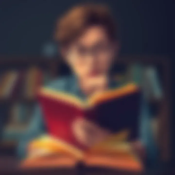 Engaged Reader Reflection Abstract representation of a thoughtful reader engaged with a book