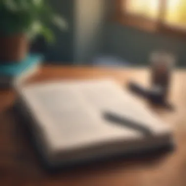 Documenting Life's Journey An open journal with a pen on a wooden table