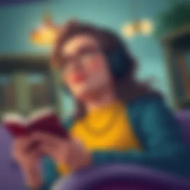 Engagement Through Listening A thoughtful listener immersed in an audiobook experience