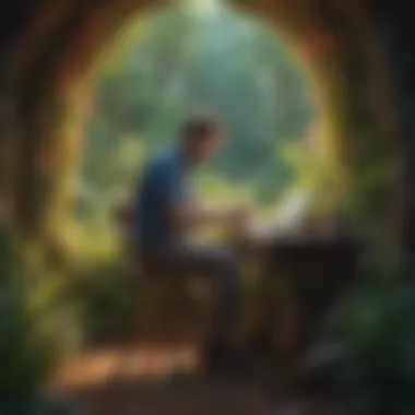Embracing the Essence of Deep Work Concept of deep work illustrated through focused individual in a serene environment