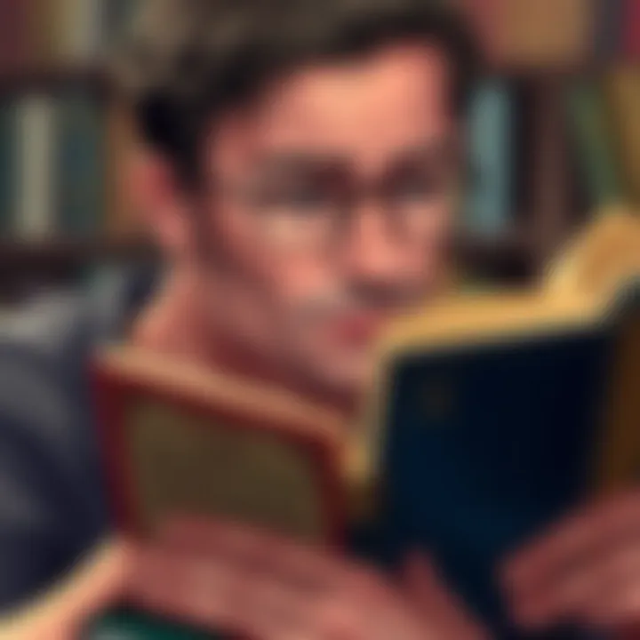 Engagement with Literature Close-up of a person reading a classic novel with thoughtful expression