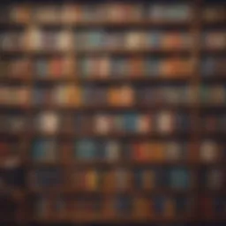 Bookshelves filled with various leadership texts