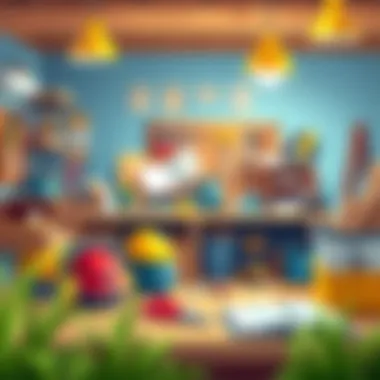 An organized workspace with tools and materials for construction