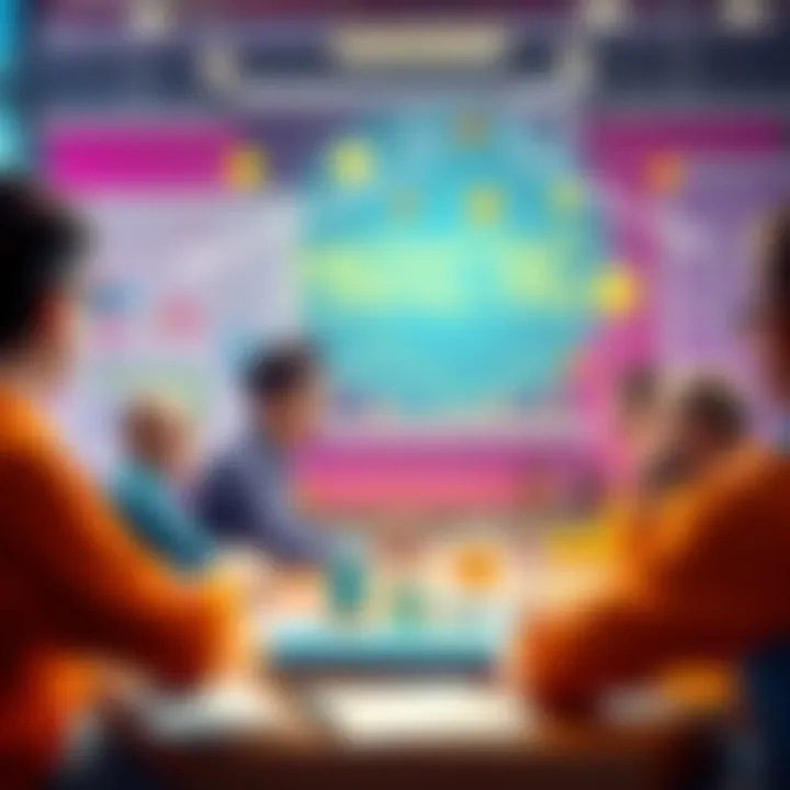 Innovative Marketing Techniques A vibrant marketing brainstorming session