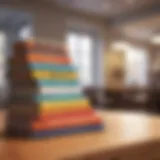 A stack of essential business books on a wooden desk