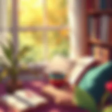 A Cozy Reading Corner for Reflection A serene reading nook with a cup of coffee and open book