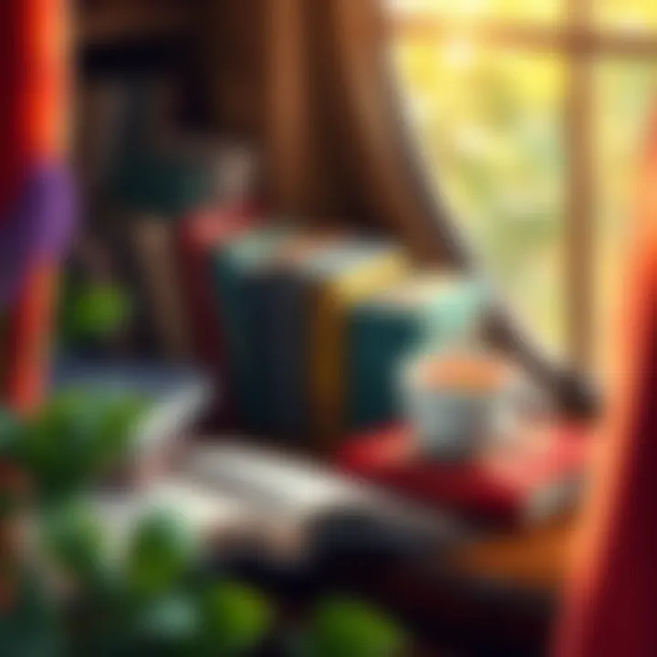 A cozy reading nook adorned with modern literature and a cup of tea