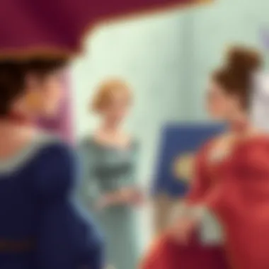 A historical scene depicting women in conversation, reflecting identity and agency