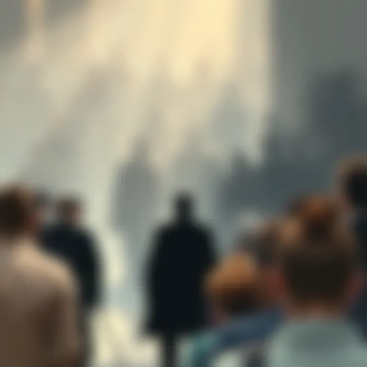 A shadowy figure in a crowd, representing the quest for significance