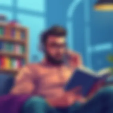 Engaged Listener Enjoying an Audiobook Consumer listening to an audiobook on a mobile device