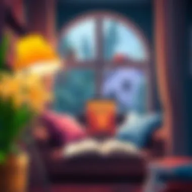 An inviting reading nook with headphones and an audiobook playing