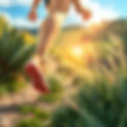 Barefoot runner on a natural trail