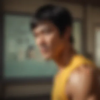 Mental Fortitude in Training Bruce Lee in deep thought during training