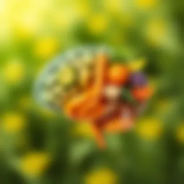Understanding Brain Health Through Dietary Choices Illustration depicting the brain's response to different food types