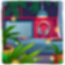 A cozy reading nook with headphones and a digital device