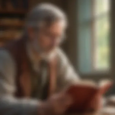 Thoughtful Reader Engaging with History A thoughtful reader immersed in historical literature