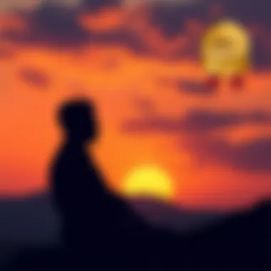 A silhouette of a thinker against a sunset, symbolizing introspection