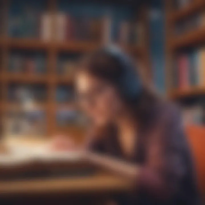 An individual deeply engaged in an audiobook session