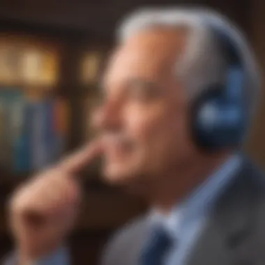 A person listening to audio books on headphones