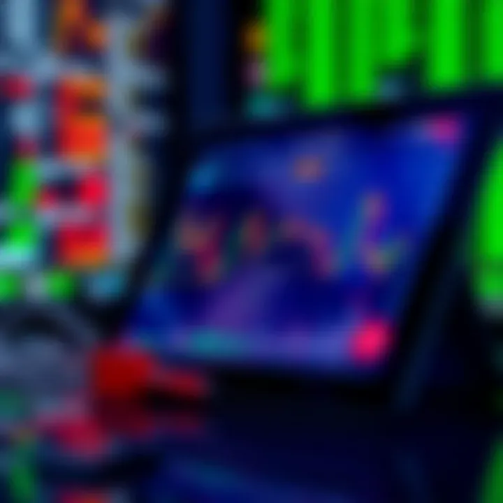 Navigating Stock Market Trends Online A digital tablet displaying stock market charts