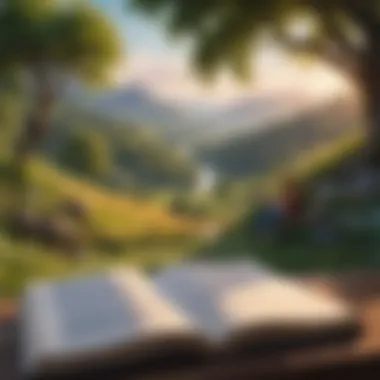 Connecting with Nature Through Literature A scenic landscape with a person enjoying a book outdoors