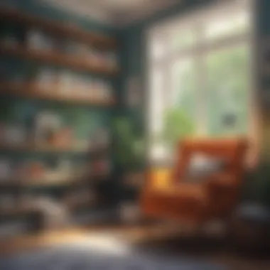 A Space for Reflection and Growth A cozy reading nook featuring a comfortable chair and a bookshelf