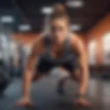 A determined athlete training hard in a gym setting, embodying the spirit of resilience.