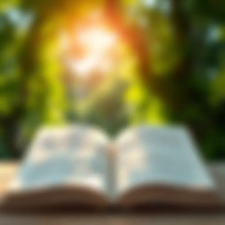 An open book with highlighted passages under natural light