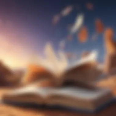 An open book with pages fluttering in the wind, symbolizing knowledge.