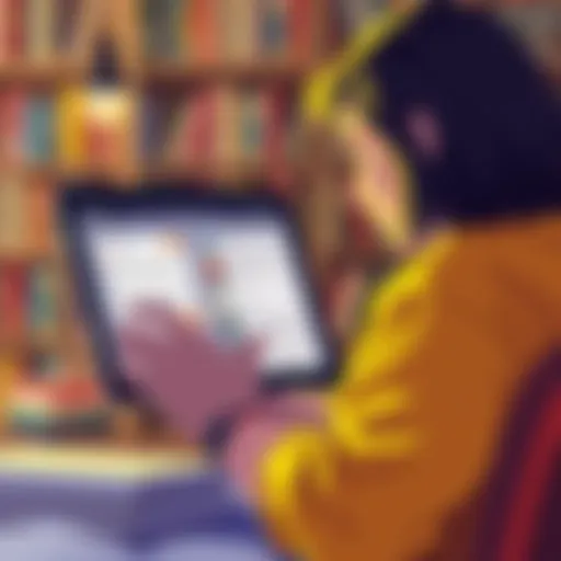 A user browsing a novel summary website on a digital device