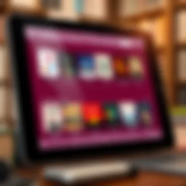 Diverse Audiobook Platforms A digital tablet displaying various audiobook platforms and options.
