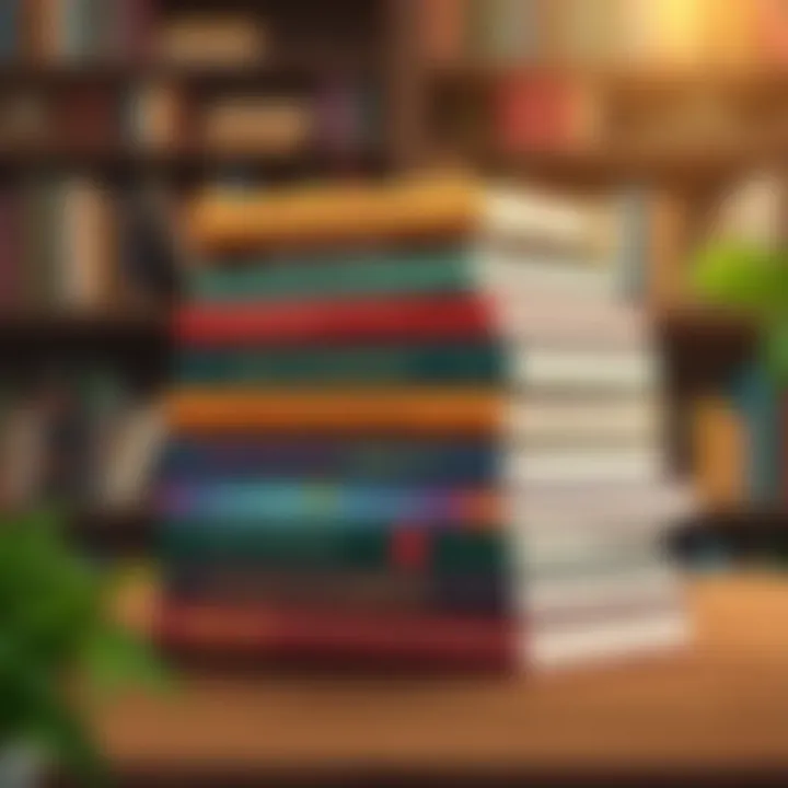 Collection of Influential Works A stack of books by notable Black authors on a wooden table