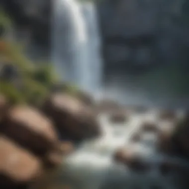 A waterfall cascading over rocks, illustrating the power and movement of water.