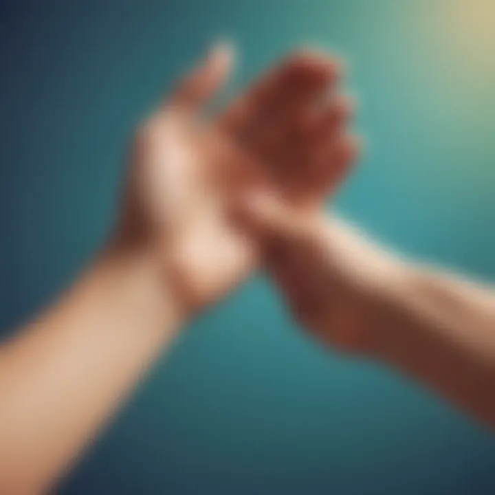 A close-up of a hand offering a gesture of empathy