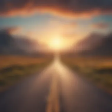 An open road leading towards a distant horizon, representing life's journey