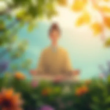 A meditative figure surrounded by nature, embodying inner calm