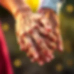 A close-up of intertwined hands symbolizing emotional connection
