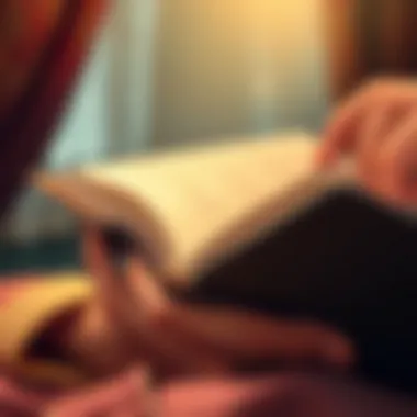 Immersed in a Story A close-up of a reader's hands holding a book, immersed in a story.