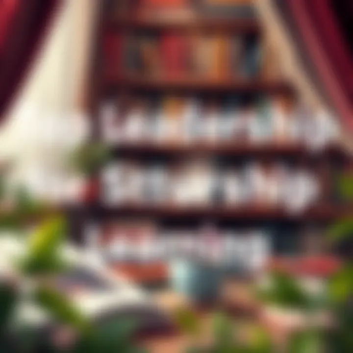 A cozy reading nook with leadership books and a cup of tea